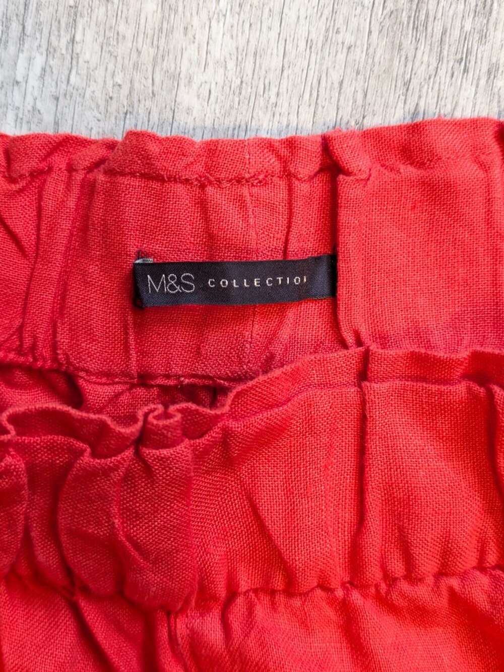 100% Linen Palazzo Cropped Wide Leg Red Pants 12 Lagenlook Resort Coastal EUC - Picture 8 of 14